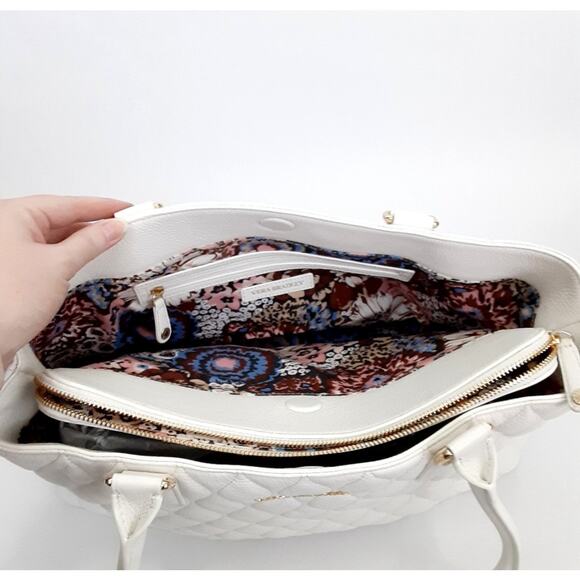 Vera Bradley Emma Satchel Quilted Leather Shoulder Bag White Pebble Leather NWOT - Picture 10 of 15